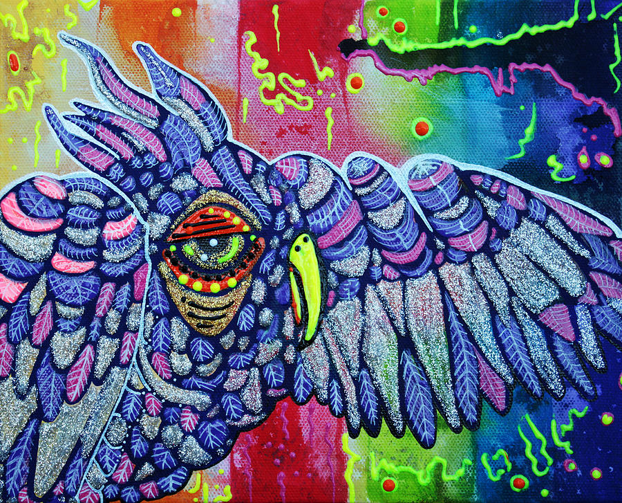 Feather Painting - Street Wise Owl by Laura Barbosa