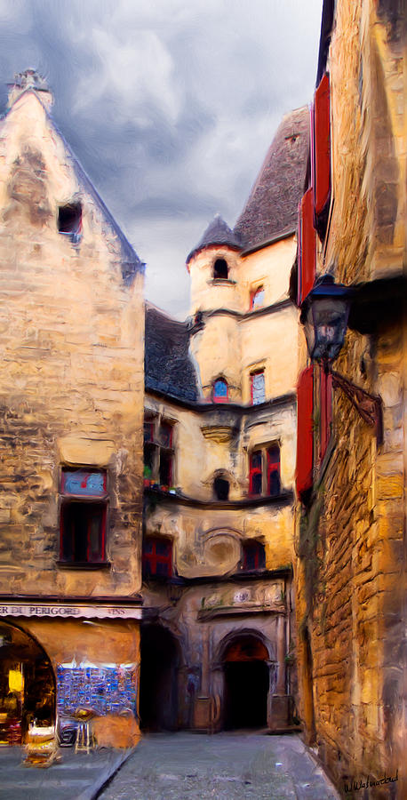 Street with a tunnel in Sarlat - Painting Photograph by Weston Westmoreland