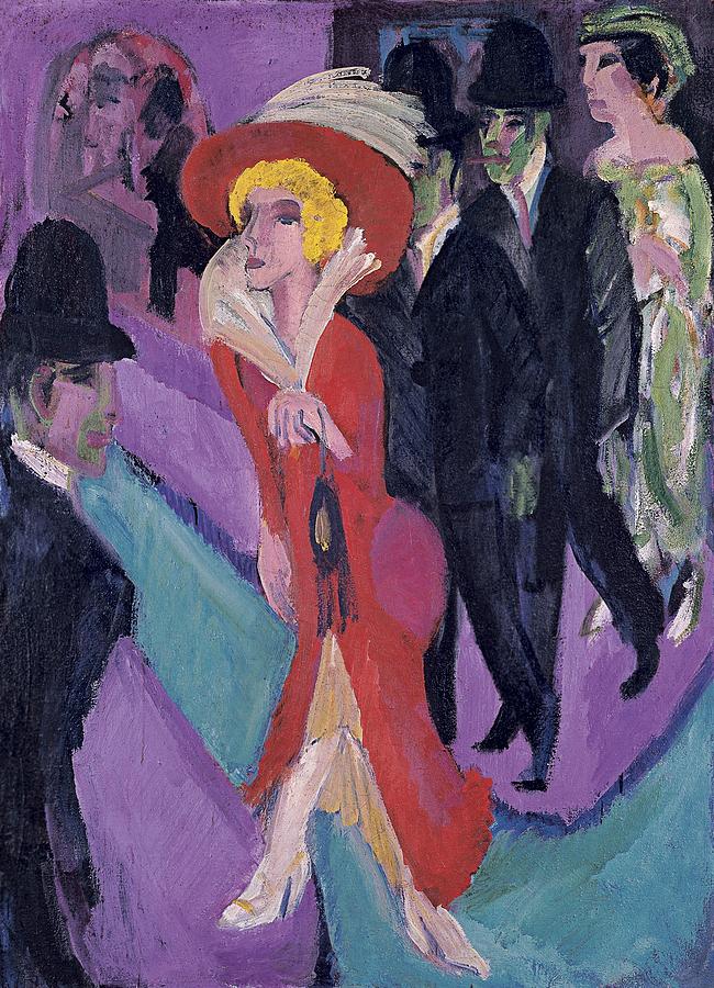 Street With Red Streetwalker Painting by Ernst Ludwig Kirchner
