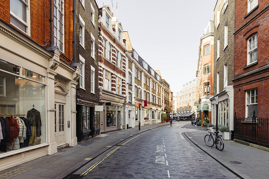 Street with shops and cafes in Marylbone, London, UK Photograph by Alexander Spatari