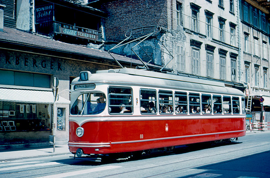 Streetcar Photograph - Streetcar Innsbruck 1962 by Cumberland Warden Streetcar Photograph - Streetcar Innsbruck 1962 by Cumberland Warden