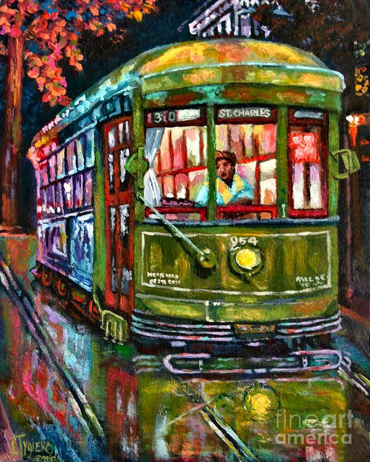 New Orleans Painting - Streetcar Night by Lisa Tygier Diamond