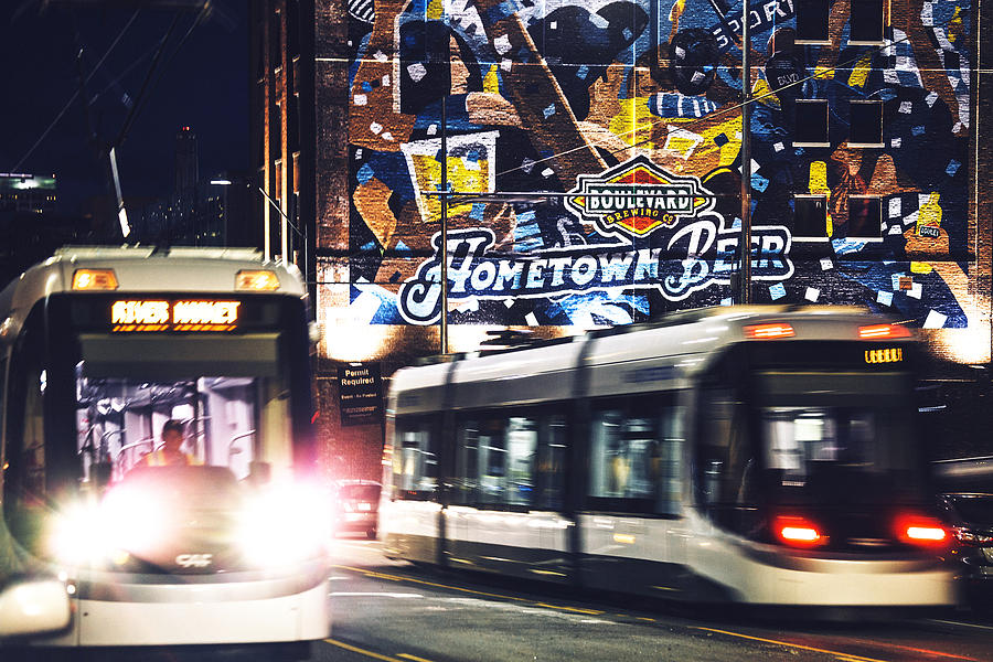 Streetcars in Kansas City. Photograph by Peeterv