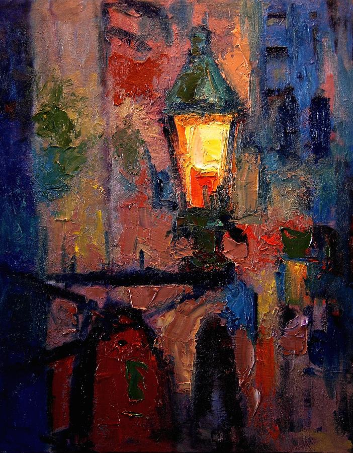 Lamp Painting - Streetlamp in Monemvasia by R W Goetting