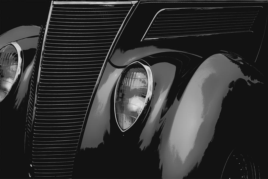 Black And White Digital Art - Streetrod 1937 Ford by Jack Zulli