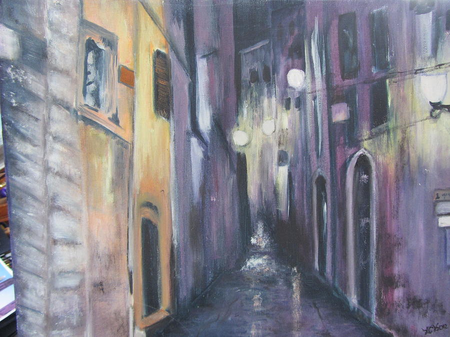 Streets of Alatri Italy Painting by Lucille  Valentino