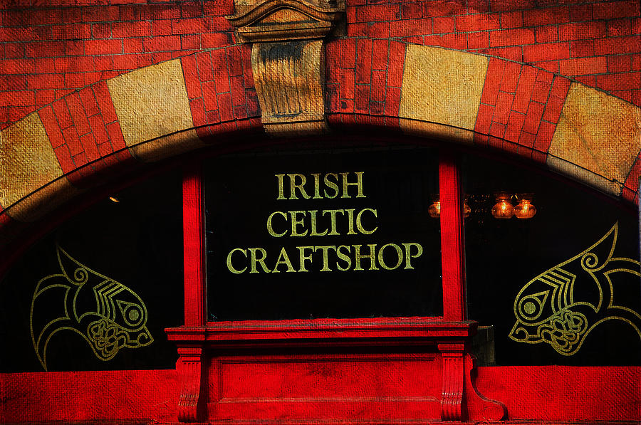 Streets of Dublin. Irish Celtic Craftshop. Painting Collection Photograph by Jenny Rainbow