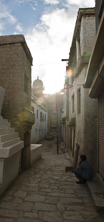 Sunset Photograph - Streets of Leh by Aaron Bedell