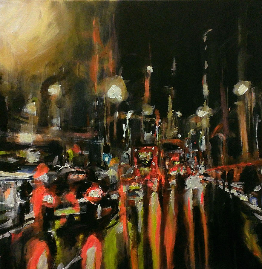 London Painting - Streets Of London Night 2 by Paul Mitchell