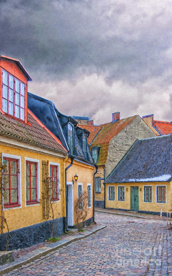 Streets of lund Digital Painting Photograph by Antony McAulay