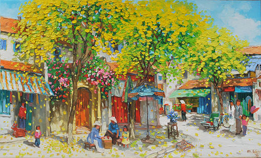 Streetscene in Hanoi Painting by Lam Manh - Pixels