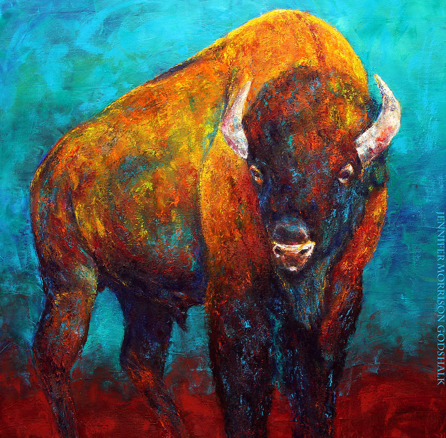 Strength Of The Bison Painting by Jennifer Morrison Godshalk