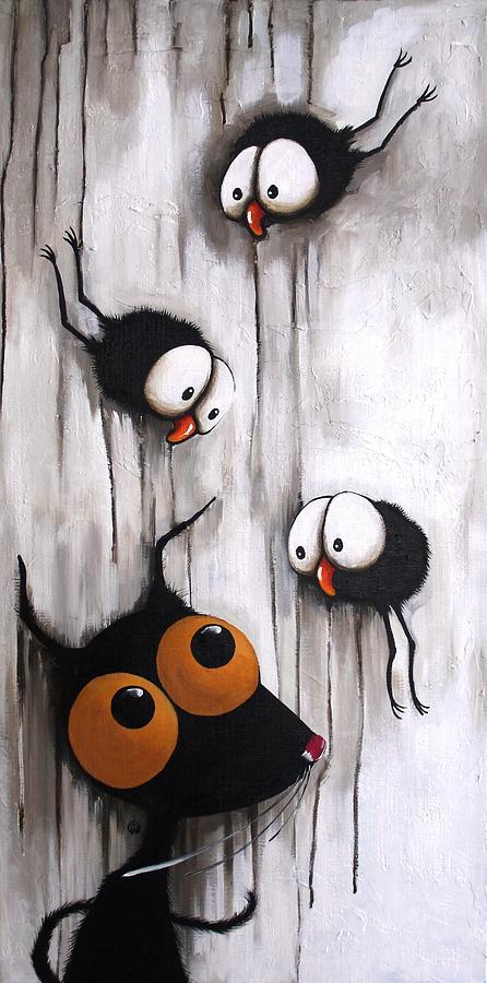 Stressie and the crows Painting by Lucia Stewart