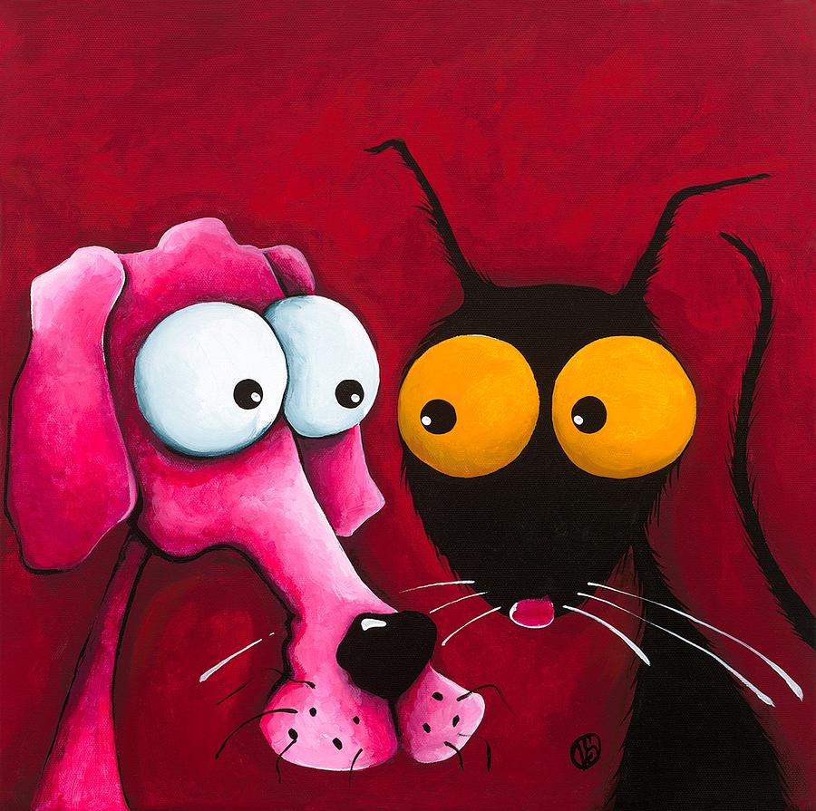 Stressie Cat and me Painting by Lucia Stewart