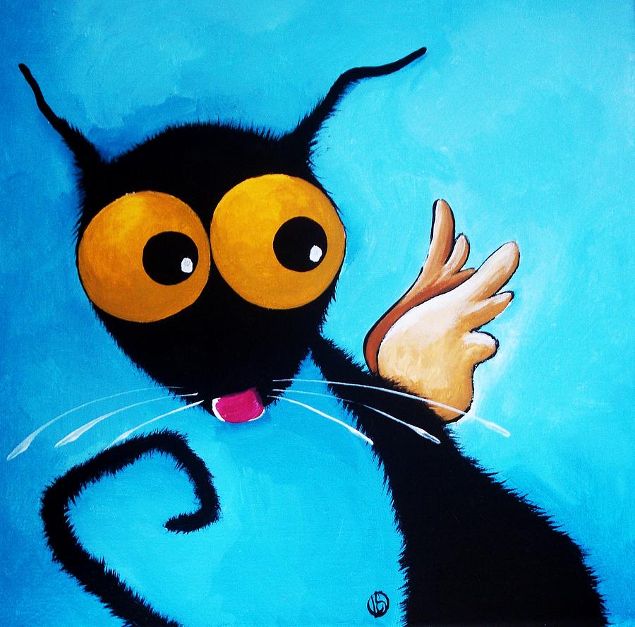 Stressie Cat Angel Painting by Lucia Stewart