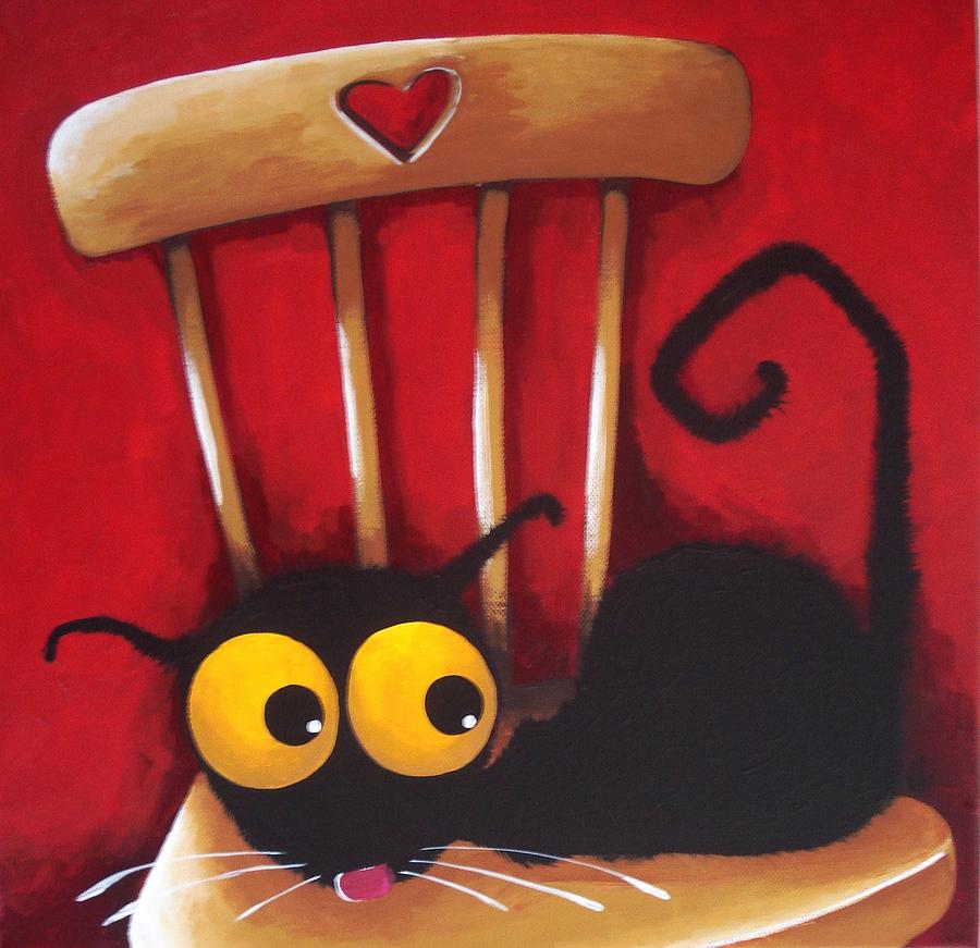 Stressie Cat Chair Painting by Lucia Stewart