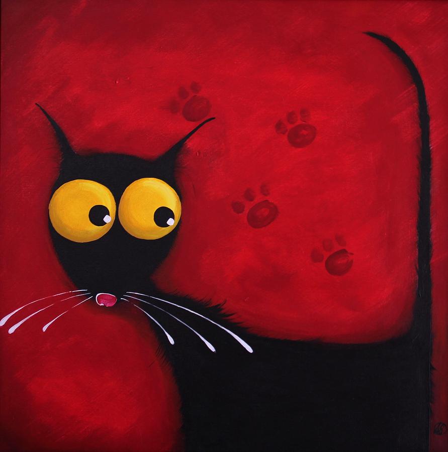 Cat Painting - Stressie Cat by Lucia Stewart
