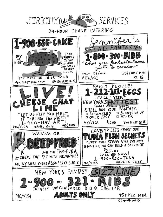 Strictly Adult Services
24-hour Phone Catering Drawing by Michael Crawford
