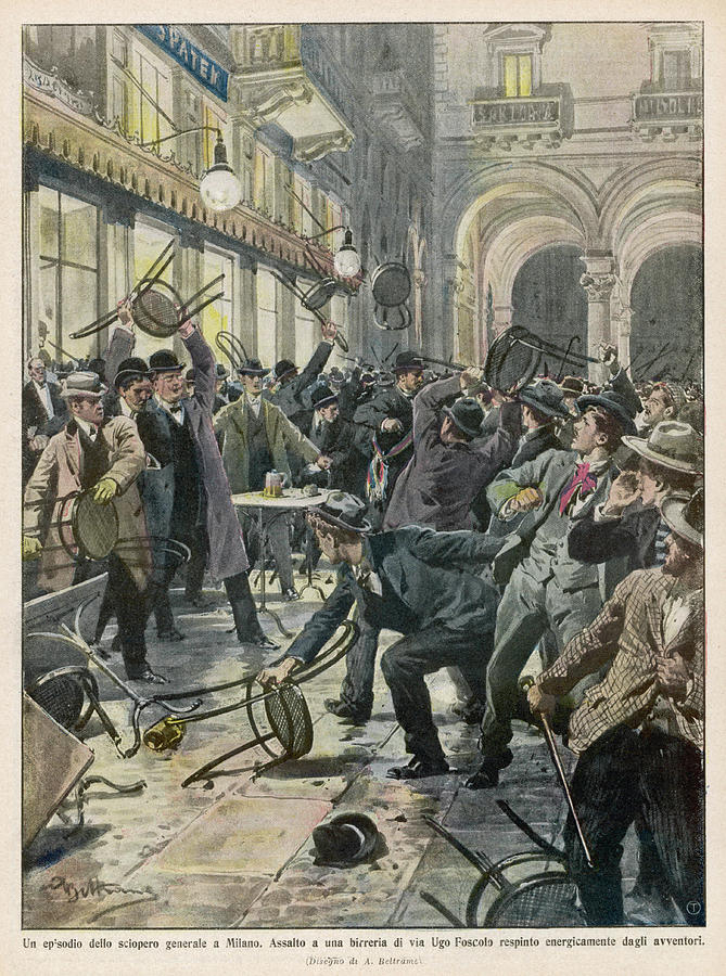 Striking Workers Battle Bourgeois Cafe Drawing by Mary Evans Picture ...