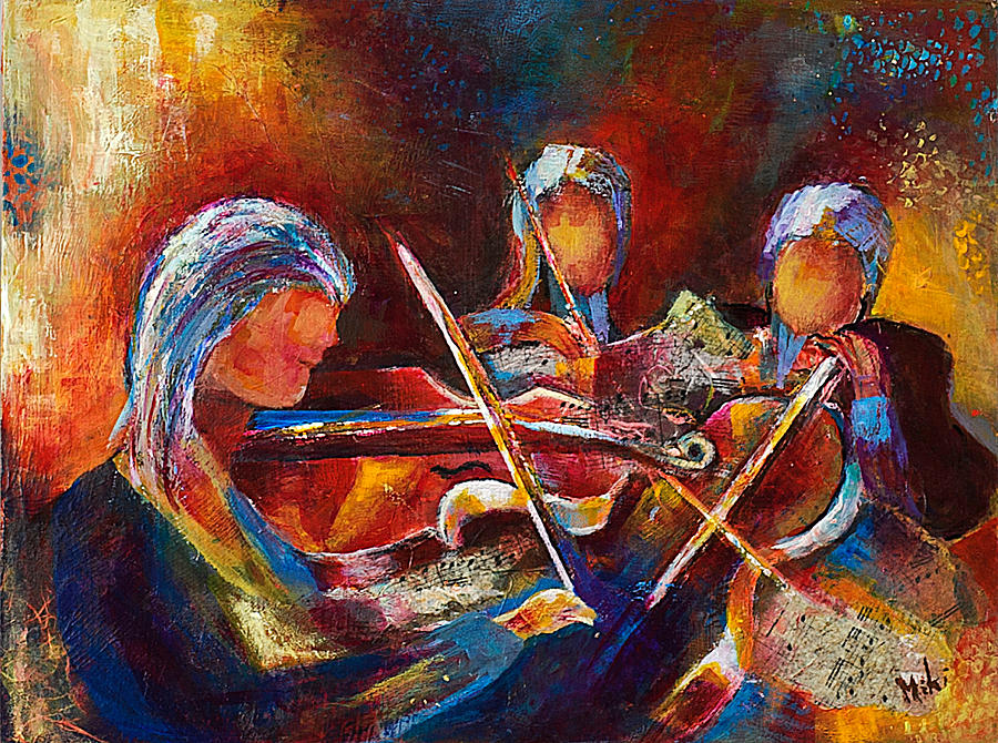 String Trio Mixed Media by Miki Sion
