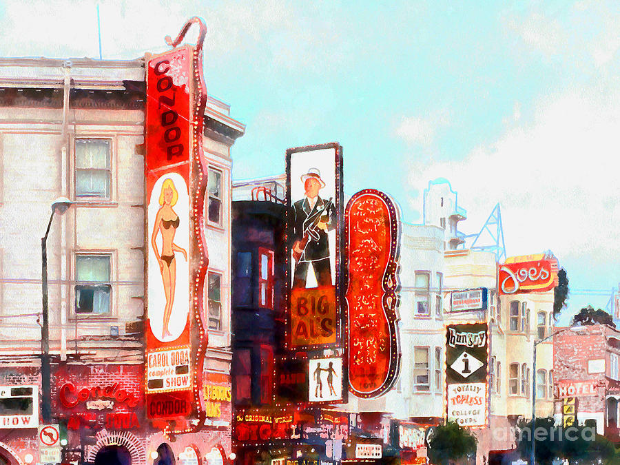 San Francisco Photograph - Strip Club Carol Doda Condor Broadway San Francisco 20150127wcstyle hor by Wingsdomain Art and Photography