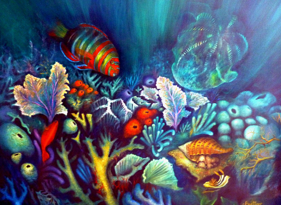 Striped Fish Painting by Lynn Buettner
