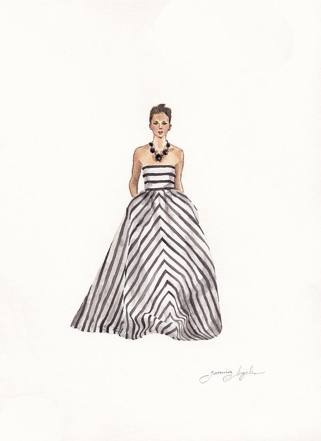 Black And White Painting - Striped Glamour by Jazmin Angeles
