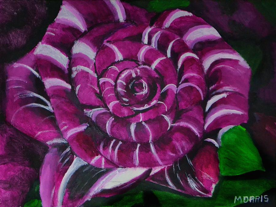 Striped Rose Violet Painting by P Dwain Morris