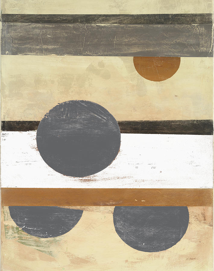 Abstract Painting - Stripes And Circles Neutral by Mike Schick