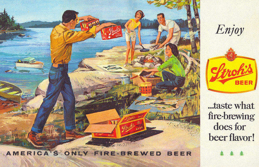 Stroh's Drawing - Strohs Campfire Ad by John Farr Stroh's Drawing - Strohs Campfire Ad by John Farr