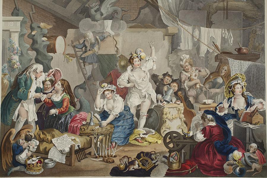 Juno Drawing - Strolling Actresses Dressing In A Barn by William Hogarth