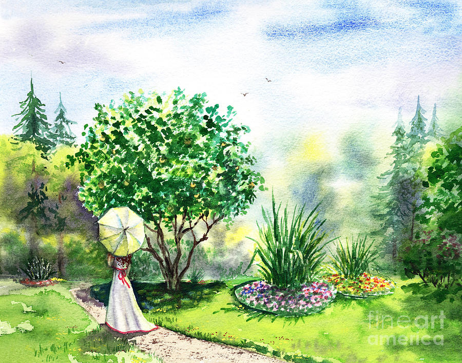 Claude Monet Painting - Strolling In The Garden by Irina Sztukowski