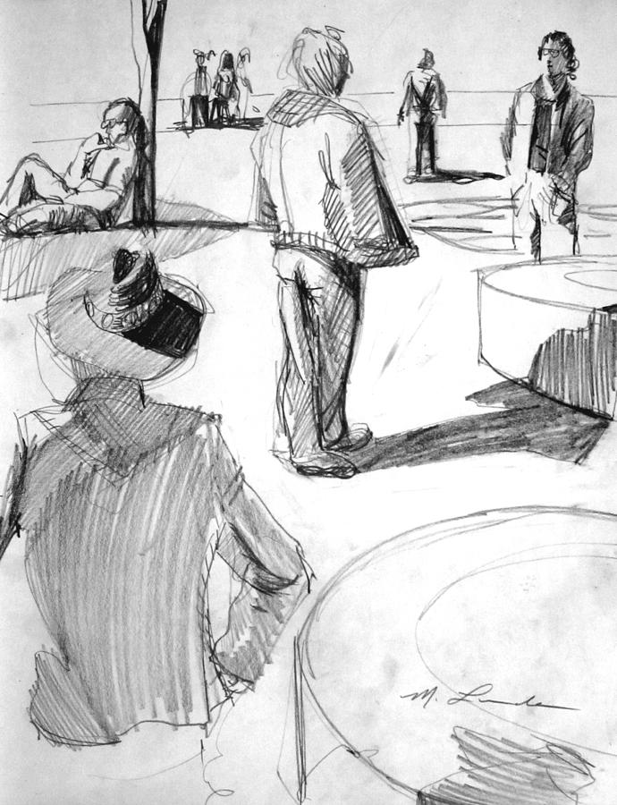 Strolling in Washington Square Park Drawing by Mark Lunde