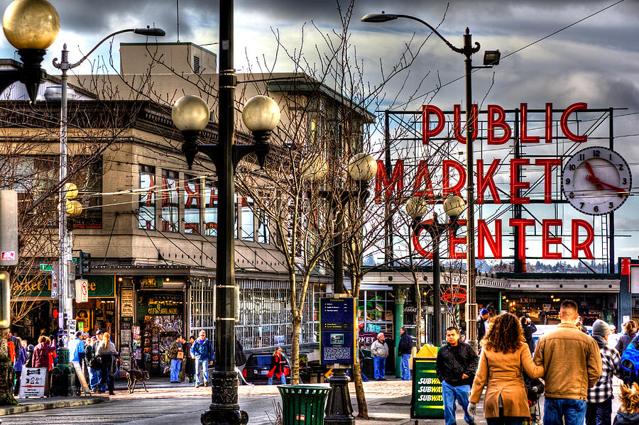 Strolling Towards The Market - Seattle Washington Photograph