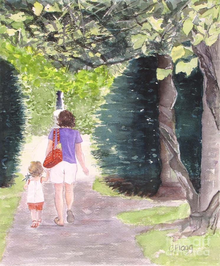 Landscape Painting - Strolling with Mom by Carol Flagg