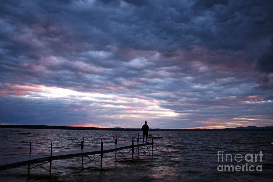 Sunset Photograph - Strom Watch Sebago Lake by Butch Lombardi