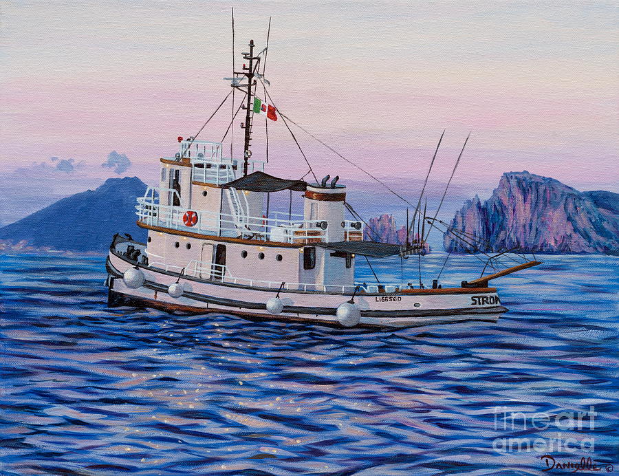 Tug Boat Painting - Stromboli Bound by Danielle Perry