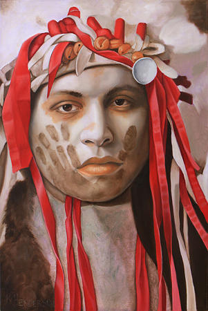 American Indian Faces Painting - Strong Wind by K Henderson by K Henderson