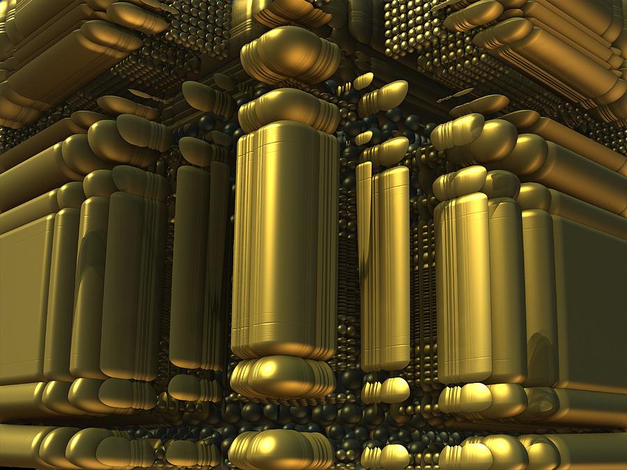 Abstract Digital Art - Structures in Gold by Lyle Hatch