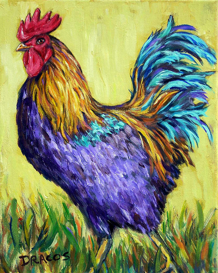 Rooster Painting - Struttin His Stuff by Dottie Dracos.