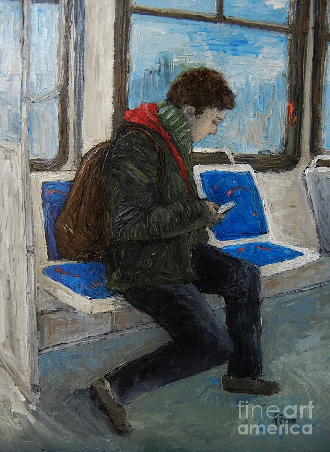 Student on the 107 Bus Painting by Reb Frost