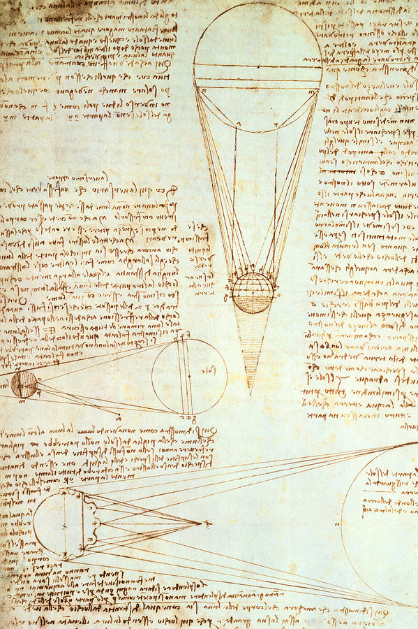 Studies of the Illumination of the Moon Drawing by Leonardo Da Vinci