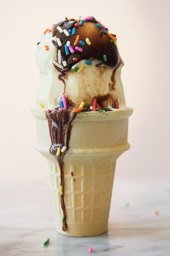 Studio Shot Of Ice Cream Cone With Photograph by Jamie Grill