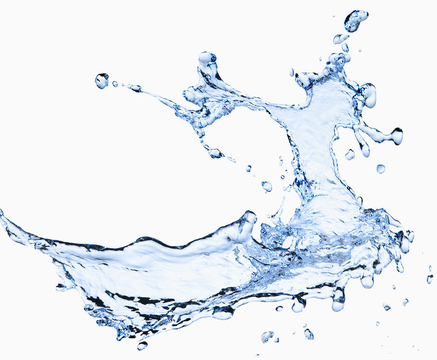 Studio shot of water splash on white background Photograph by Tetra Images