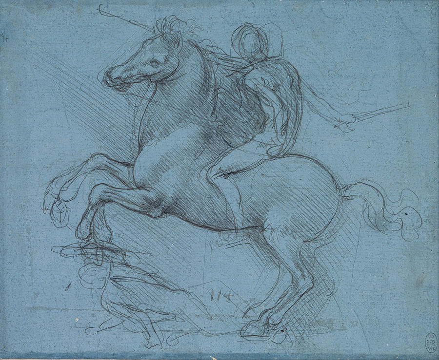 Study for an equestrian monument Drawing by Leonardo da Vinci