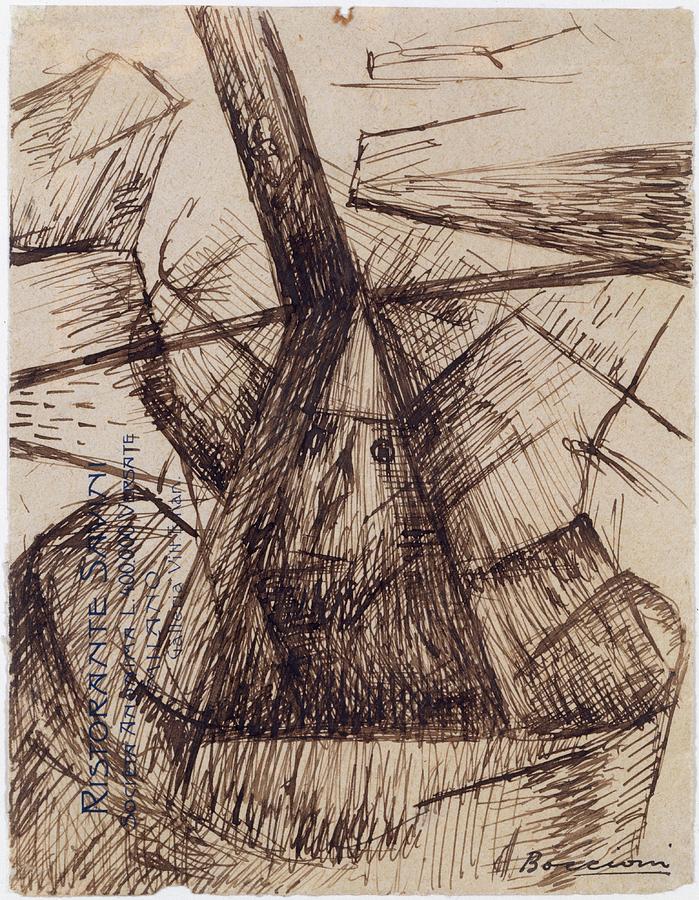 Umberto Boccioni Drawing - Study For Fusion Of A Head And A Window by Umberto Boccioni