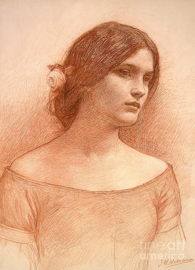 Study for The Lady Clare Pastel by John William Waterhouse