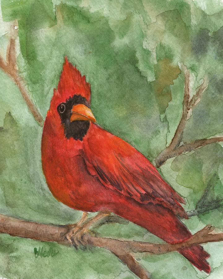 Study of a Cardinal Painting by Bev Veals