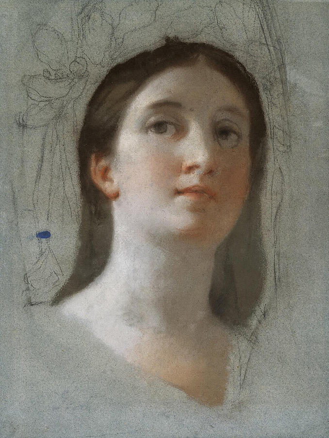 Anton Raphael Mengs Drawing - Study of a Female Head by Anton Raphael Mengs