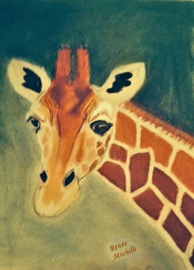 Study of a Giraffe Pastel by Renee Michelle Wenker